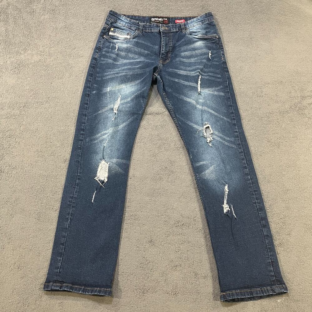 Ecko Unltd Blue Dark Wash Denim Straight Leg Athletic Fit Jeans Men's Size 34